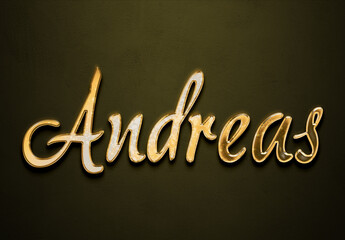 Wall Mural - Old gold text effect of Deutsche name Andreas with 3D glossy style Mockup.