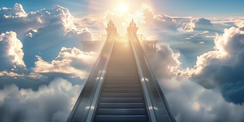 Wall Mural - background in religion heaven's entrance escalator to the heavens. how to succeed