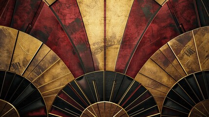 Sticker - intricate geometric retro background with fan patterns and muted burgundy hues as wallpaper