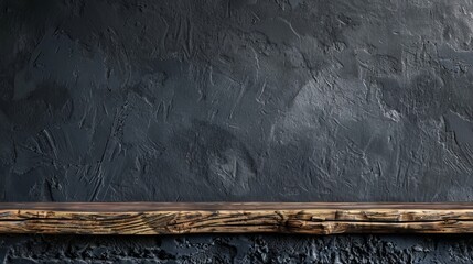 Wall Mural - Mockup of a retro dining desk featuring a black wooden table and rustic brown countertop used for showcasing a modern retro style