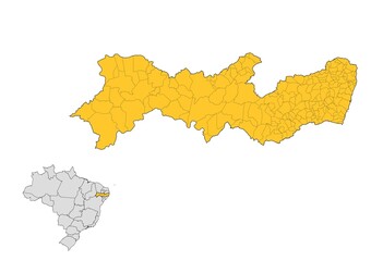 Wall Mural - Mapa del estado de Pernambuco con delimitaciones municipales en Brasil