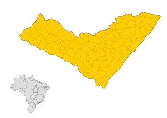 Sticker - Mapa del estado de Alagoas con delimitaciones municipales en Brasil