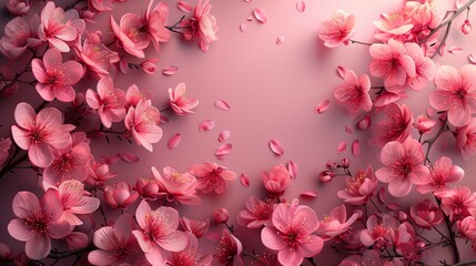 Wall Mural - An elegant cherry blossom border and frame modern design that can be used for cards, posters, templates, backdrops, and cover pages.