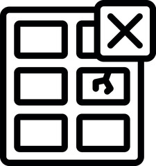 Sticker - Line icon representing a user interface with a highlighted element and a close button being pressed