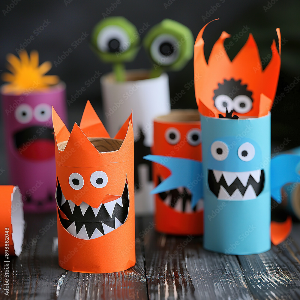 Monster Diy Colorful DIY monster crafts made from toilet paper rolls with googly ...