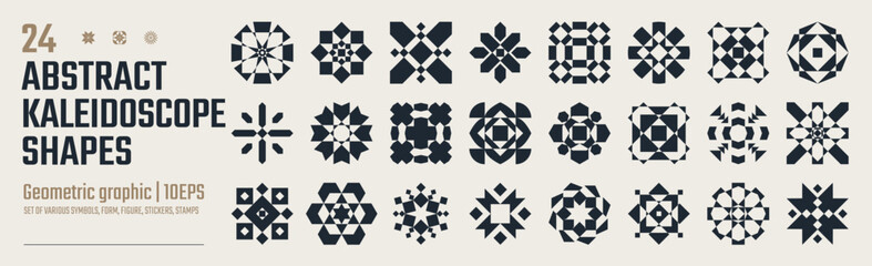 Poster - Postmodern abstract geometric graphic elements, Constructor of trendy kaleidoscope various shapes, Brutalist vector form, trendy retro design symbols in Y2K aesthetics, Avantgarde stickers
