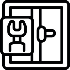 Wall Mural - Line icon of a door with a wrench sign, representing repair and maintenance services