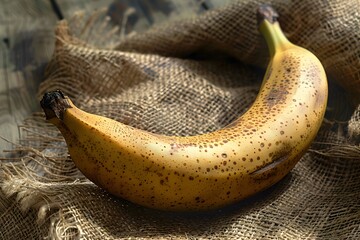 Wall Mural - Ripe Banana on Rustic Burlap Background