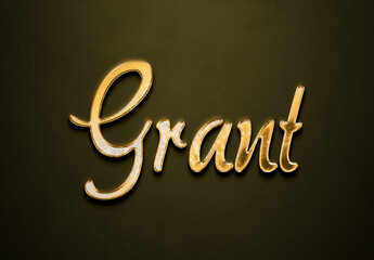 Wall Mural - Old gold text effect of name Grant with 3D glossy style Mockup.