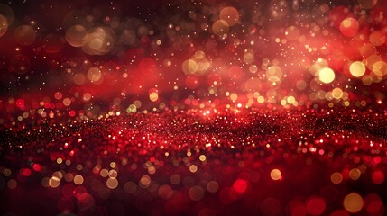 Wall Mural - a stunning display of shimmering red and gold bokeh lights creating a festive and magical atmosphere