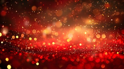 Wall Mural - a shimmering background of red and gold bokeh lights, perfect for festive and celebratory themes.