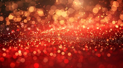 Wall Mural - a dazzling display of shimmering golden and red bokeh lights creates a festive and magical ambiance 