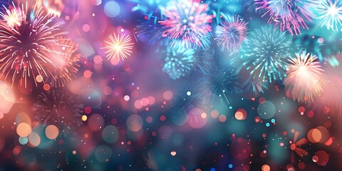 Wall Mural - a vibrant and colorful background featuring fireworks and bokeh effects, perfect for celebrations an