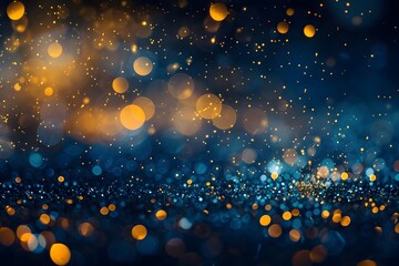 Wall Mural - a mesmerizing abstract background featuring shimmering bokeh lights in hues of blue and gold, perfec
