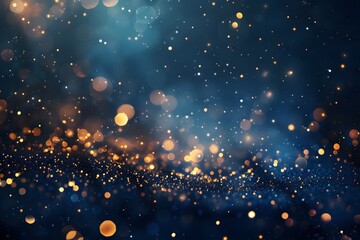 Wall Mural - a mesmerizing abstract background featuring shimmering golden and blue bokeh lights, perfect for add