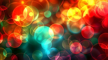 Wall Mural - a vibrant and colorful abstract background featuring luminous bokeh circles in red, orange, yellow, 