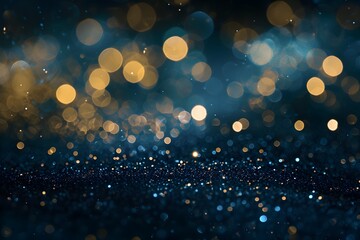 Wall Mural - a mesmerizing close-up image of shimmering bokeh lights in golden and blue hues creating a dreamy at