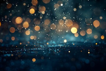 Wall Mural - a mesmerizing background of softly glowing bokeh lights and sparkling particles creates a dreamy atm