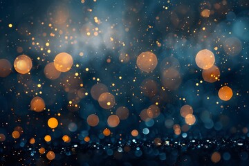 Wall Mural - a captivating abstract background featuring shimmering bokeh lights in soft hues of gold and blue, c