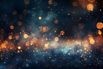 Wall Mural - a beautiful abstract background featuring shimmering bokeh lights in warm tones of gold and deep blu