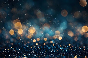Wall Mural - a mesmerizing abstract background featuring shimmering bokeh lights in shades of blue and gold, perf