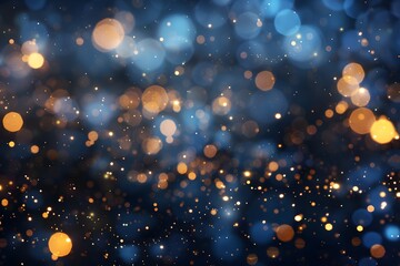 Wall Mural - a captivating abstract background featuring soft, out-of-focus blue and gold bokeh lights creating a