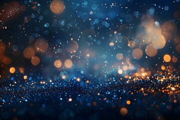 Wall Mural - a vibrant, abstract background featuring shimmering bokeh lights in shades of blue and gold, perfect