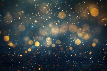 Wall Mural - a beautifully blurred background featuring shimmering golden and blue bokeh lights, perfect for addi