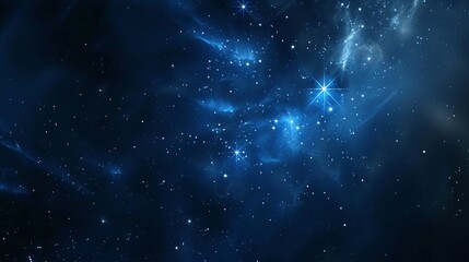 Wall Mural - An image showcasing a mesmerizing view of the universe with countless stars and constellations shining brightly against a dark blue backdrop, evoking a sense of wonder and infinity.