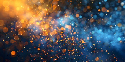 Wall Mural - a vibrant and sparkling background of golden and blue bokeh lights perfect for festive or celebrator
