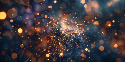 Wall Mural - a stunning abstract background featuring shimmering bokeh lights in warm hues against a dark backdro
