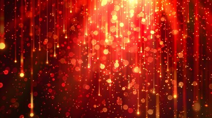 Wall Mural - a vibrant abstract background featuring shimmering red lights and falling sparkles, perfect for fest
