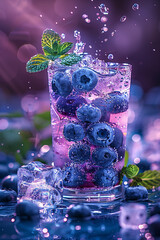 Canvas Print - Fresh blueberry in mint water