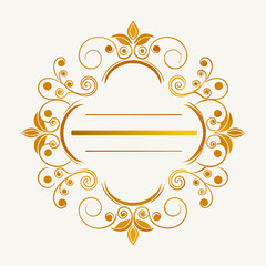 golden decorative frame with floral elements and empty lines inside