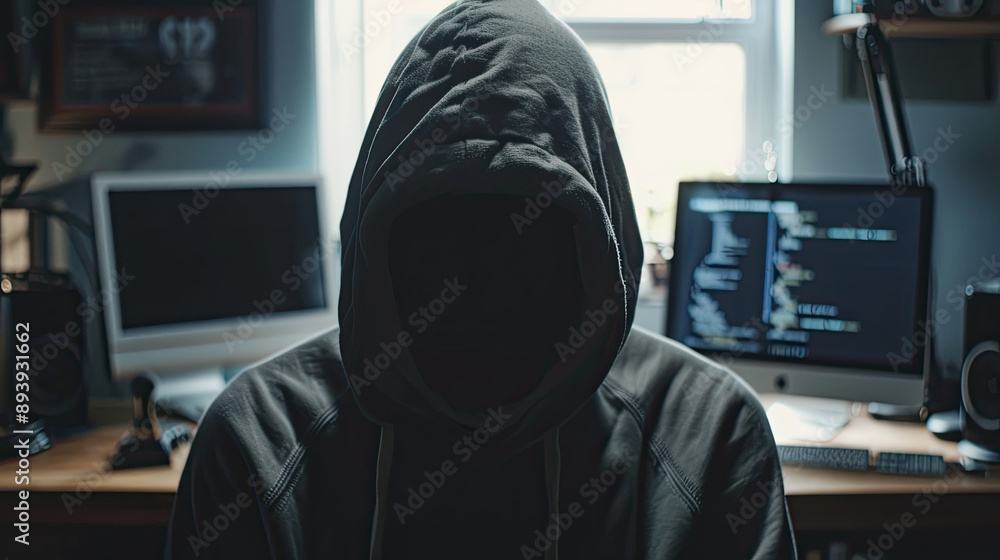 Dangerous Hooded Hacker, Cybersecurity Threat, Anonymous Figure, Dark ...