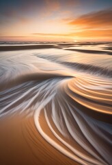 Wall Mural - soothing waves rolling over sand bars beach shoreline, water, ocean, sea, coast, nature, tropical, scenery, horizon, vacation, summer, serene, tranquil