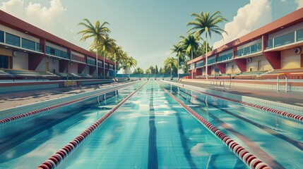 Canvas Print - Swimming pool start line