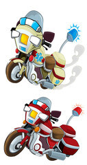 Wall Mural - Cartoon motorcycle riding to the rescue illustration for children