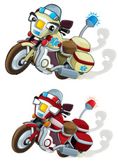 Wall Mural - Cartoon motorcycle riding to the rescue illustration for children