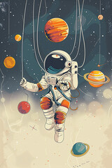 Canvas Print - Cute astronaut illustration