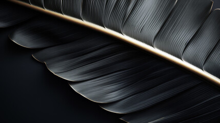 Wall Mural - Large gray leaf on black background, wallpaper