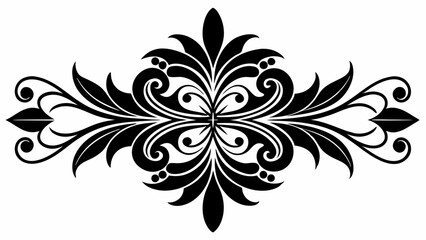 graphic with a black elegant plant ornament on an isolated background