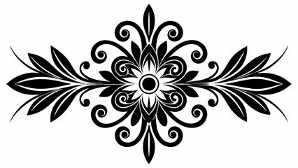 graphic with a black elegant plant ornament on an isolated background