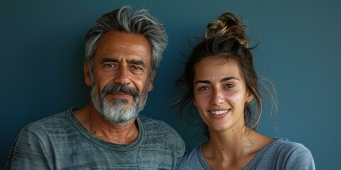 Poster - A father and daughter pose for a photo together. AI.