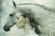 © Kishore Newton - Ethereal double exposure of a horse and woman's profile. Dreamy, mystical blend of nature and human in soft tones.