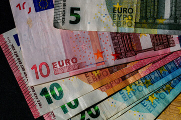 EURO money banknotes, detail photo of EUR