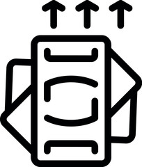 Wall Mural - simple black and white icon of a smartphone sending data to the cloud