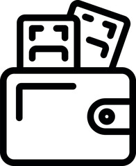 Sticker - Line art icon of a wallet holding credit cards, perfect for representing online payments and financial transactions