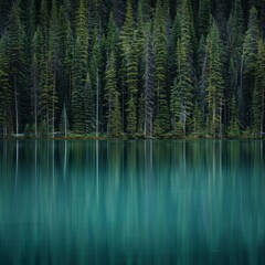 Canvas Print - A forest with a lake in the background