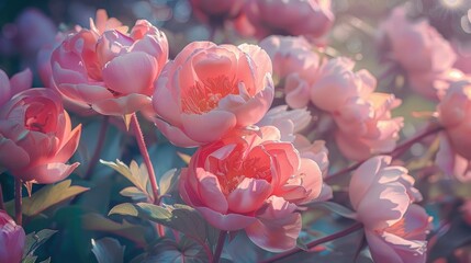 Sticker - Floral blooms in pink hues in the garden